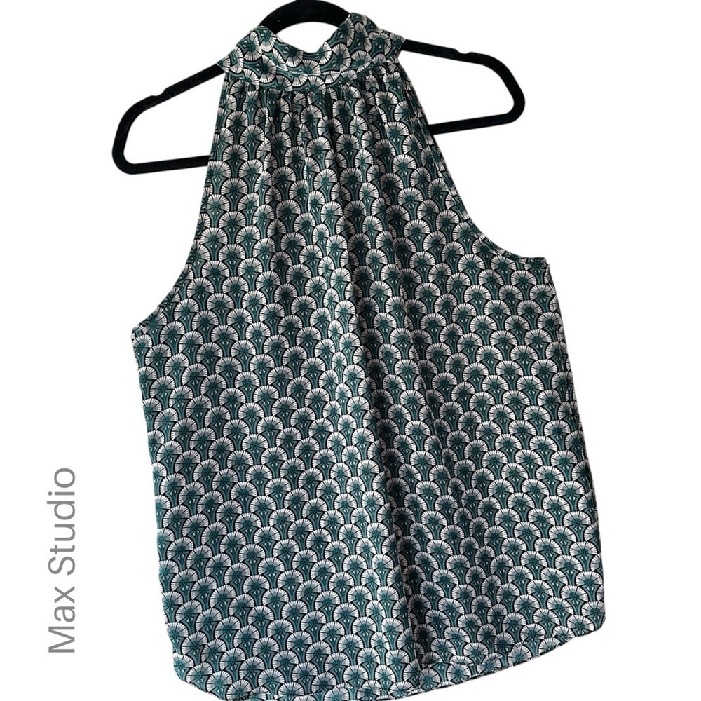 MAX STUDIO NWOT HIGH NECK HALTER STYLE BOW TIE BACK BLOUSE | SIZE: LARGE